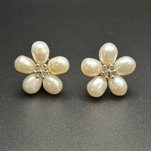 Ross Simons Sterling Silver & Pearl Flower Earrings